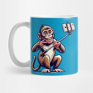 Monkey taking  selfie with a selfie stick Mug